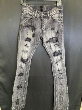 Valabasas Men's  Distressed Grey Slim Jeans 28